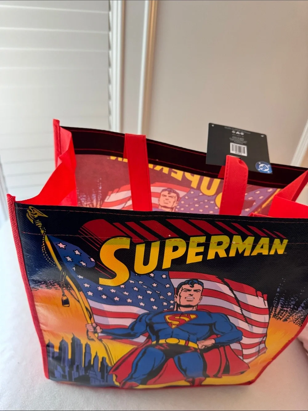Superman Red & Blue Graphic Tote Bag